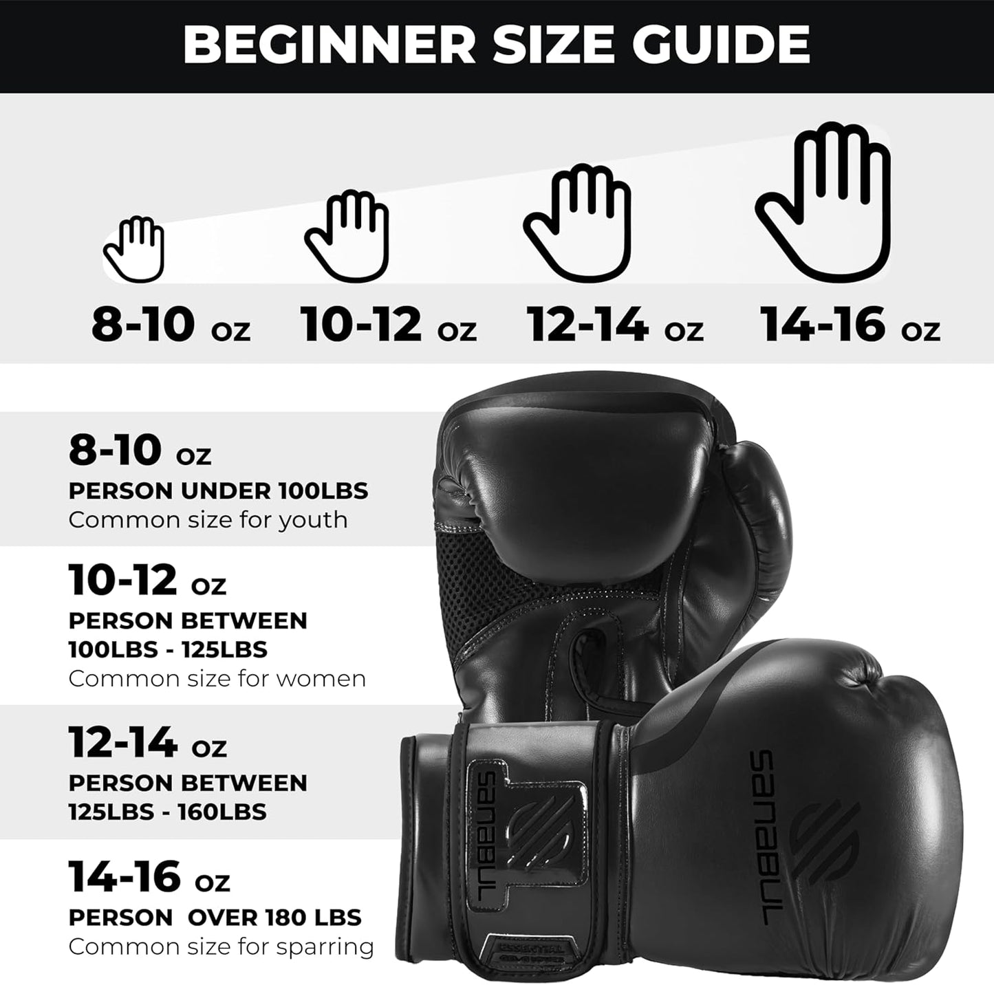 Essential Gel Boxing Gloves Kickboxing Gloves for Men & Women Boxing Training & Sparring Gloves Muay Thai and Heavy Bag Training