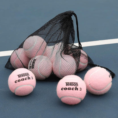 Pressure Training Tennis Balls-12 or 18 Count-Mesh Carry Bag，4 Colors Available，Pressureless Training Exercise Tennis Balls for Beginners.