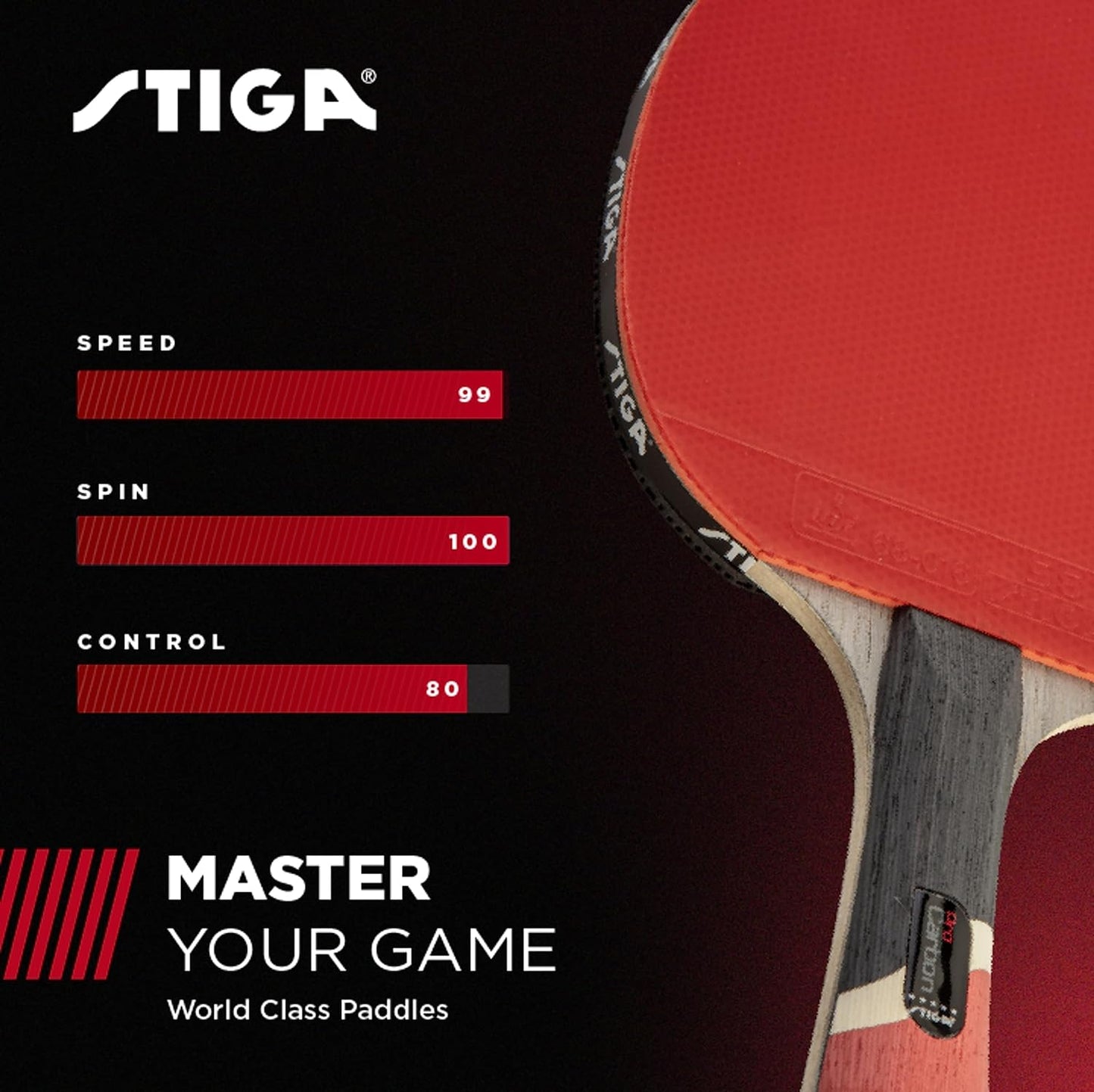 Pro Carbon Performance-Level Table Tennis Racket with Carbon Technology for Tournament Play - Red and Blue Colors