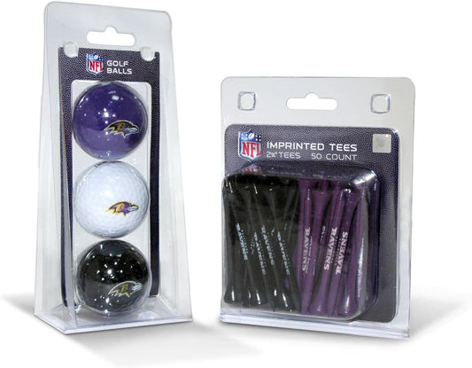 NFL Logo Imprinted Golf Balls (3 Count) & 2-3/4" Regulation Golf Tees (50 Count), Multi Colored