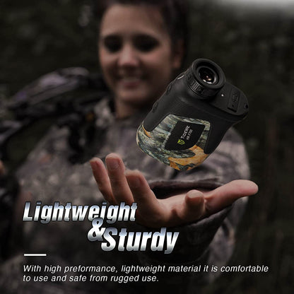 Hunting Rangefinder with Rechargeable Battery, 700/1000Y Camo Laser Range Finder 6X Magnification, Distance/Angle/Speed/Scan Multi Functional Waterproof Rangefinder with Case