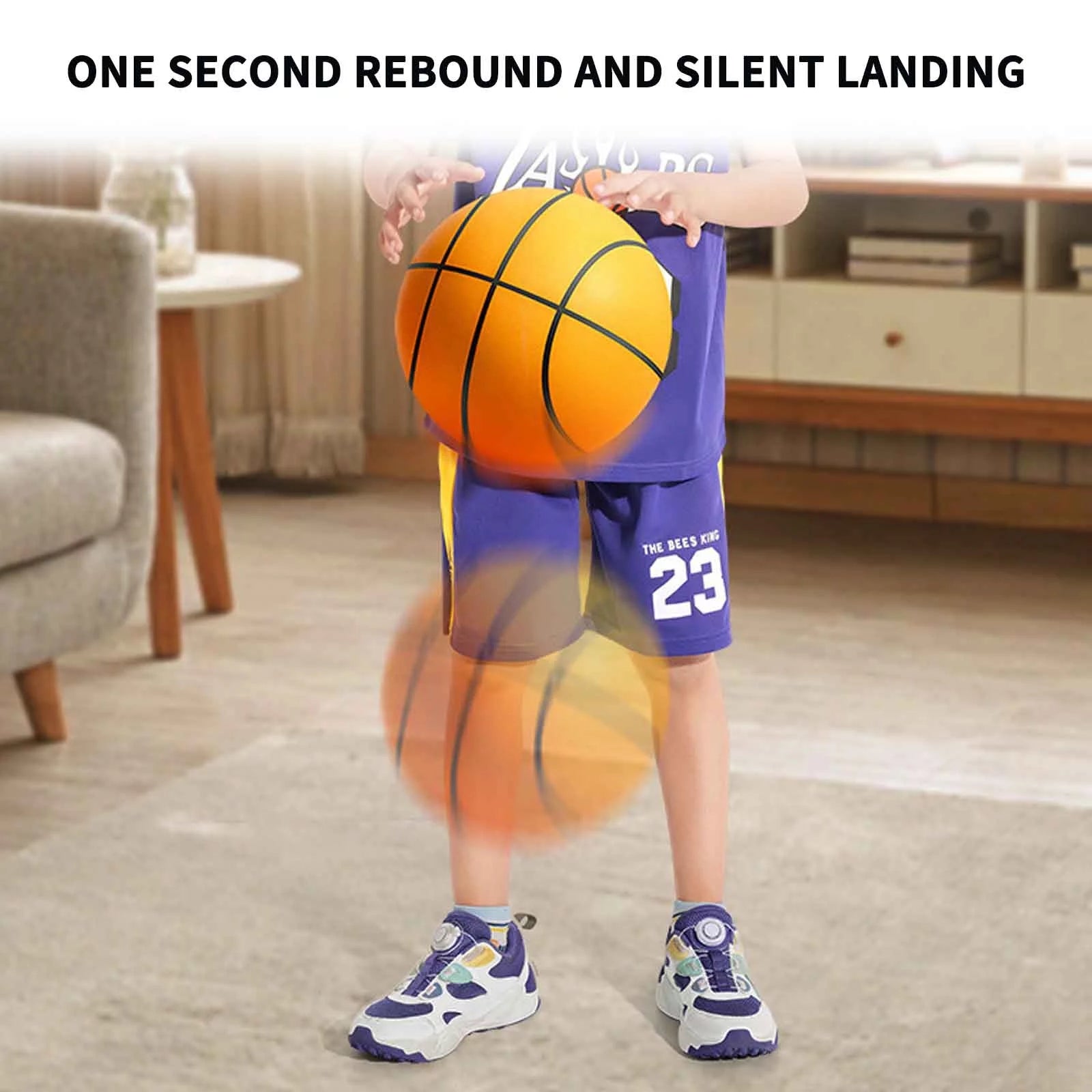 Silent Basketball - Silent Basketball Dribbling Indoor No Noise - Standard Hush Handle Foam Basketball - Orange/7 Inch