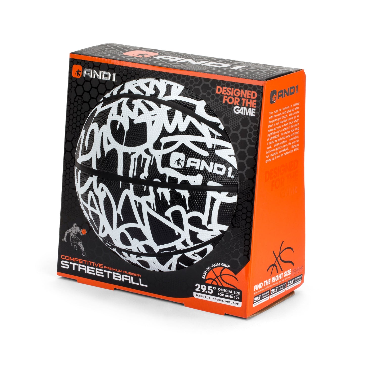 Fantom Rubber Basketball, Black & White Graffiti, 29.5"