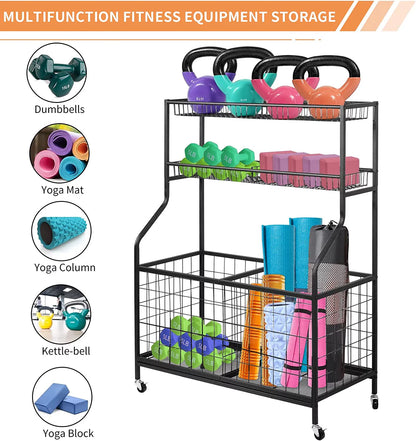 Sports Equipment Organizer, Ball Storage Rack, Garage Ball Storage, Sports Gear Storage, Rolling Sports Ball Storage Cart