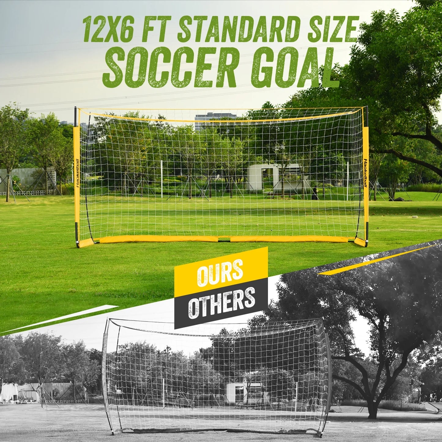 Soccer Goal with Agility Ladder and 12 Soccer Cones 12X6 Ft Soccer Net for Backyard Quick Setup Portable Soccer Goals with Upgraded Goal Posts and Carry Bag