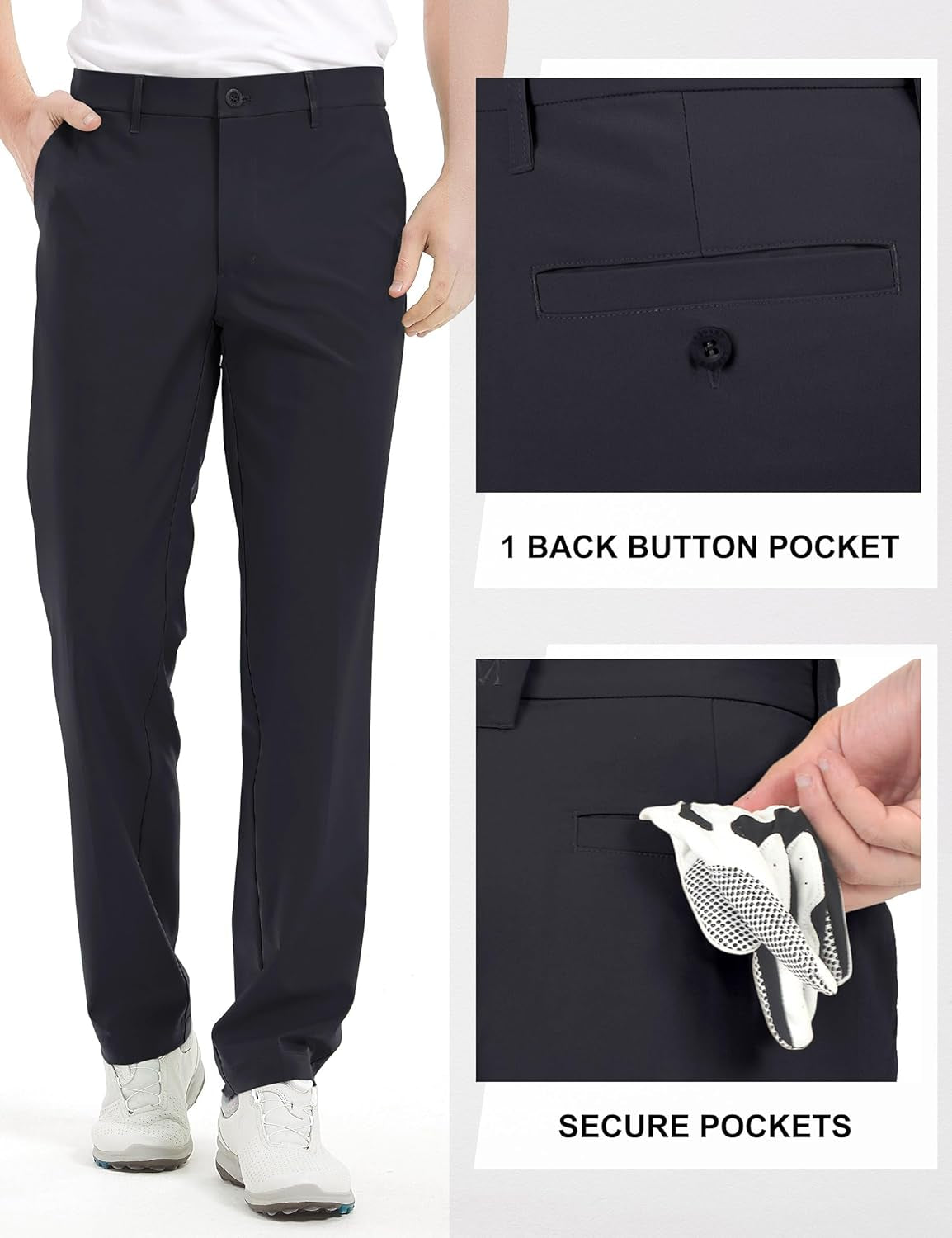 Men'S Golf Pants Stretch Lightweight Straight Relaxed Fit Flat Front Pants