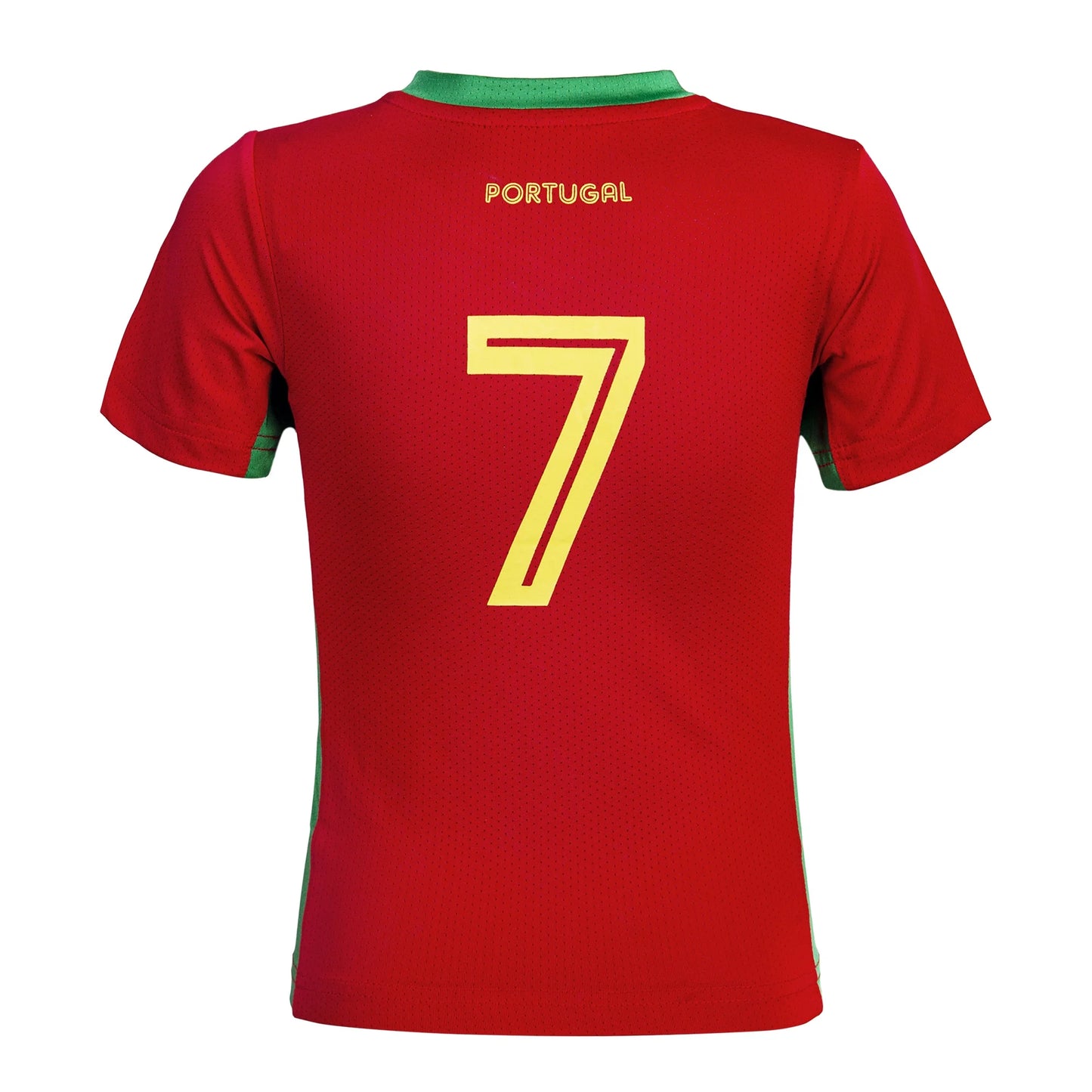 Youth Unisex Portugal Soccer Jersey Ronaldo Short Sleeve No.7 Uniform 2 Piece Sets (14Y)