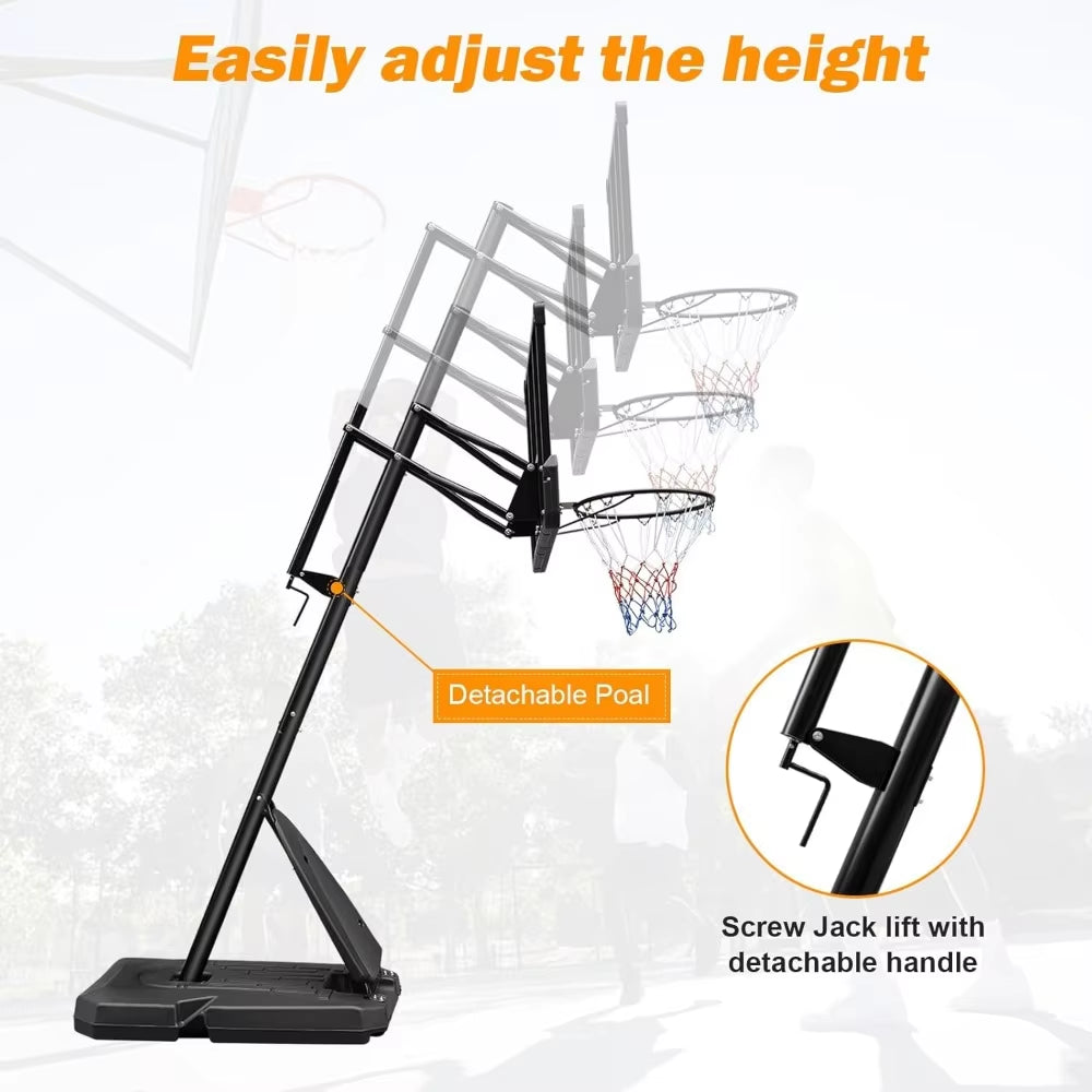 Portable Basketball Hoop Stand Free Basketball System with 28/44Inch Backboard Height Adjustable 7Ft/10Ft for Teenager Adult