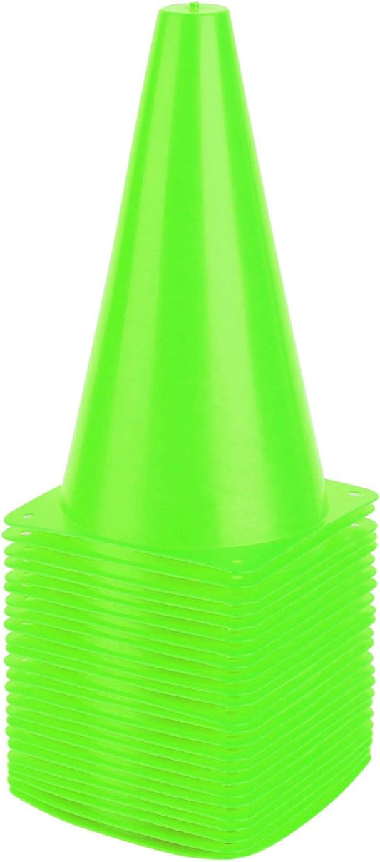 9 Inch Plastic Training Traffic Cones, Sport Cones, Agility Field Marker Cones for Soccer Basketball Football Drills Training, Outdoor Activity or Events - (Set of 10, 12, 15 or 24, 4 Colors)